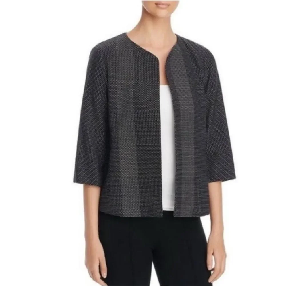 NWT Eileen Fisher Karume Dash Organic Cotton Blazer Collarless preppy classic XL